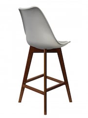 Fusion Living Light Grey Soho Plastic Bar Stool with Dark Wood Legs - Image 5 of 6