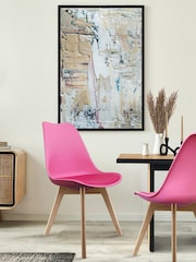 Fusion Living Bright Pink Soho Plastic Dining Chair with Squared Light Wood Light Wood Leg Legs - Image 1 of 6