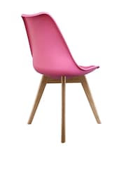 Fusion Living Bright Pink Soho Plastic Dining Chair with Squared Light Wood Light Wood Leg Legs - Image 5 of 6