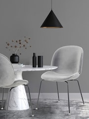 Fusion Living Light Grey Luxurious Velvet Dining Chair - Image 1 of 6