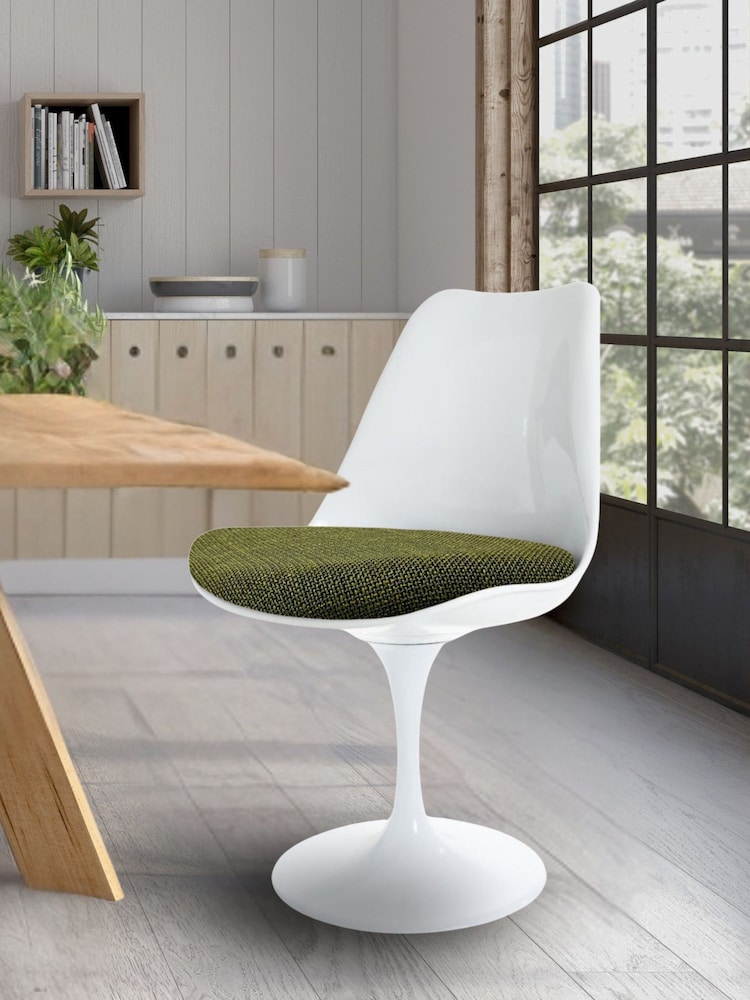 Fusion Living Olive Weave Tulip Single Dining Chair with PU Cushion - Image 1 of 5
