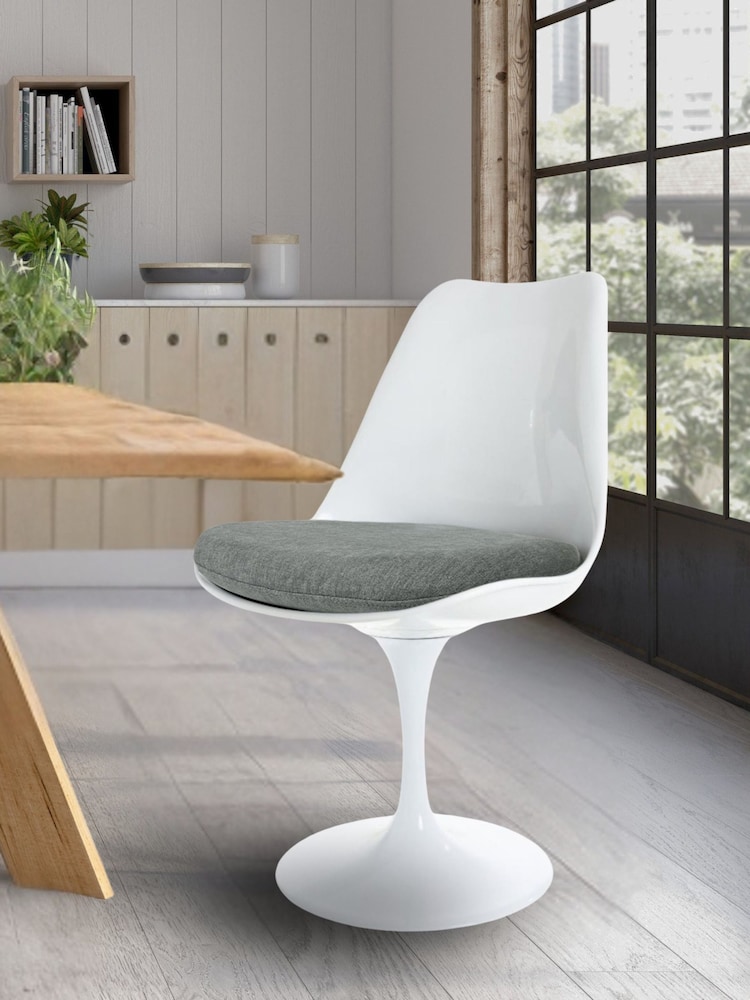 Fusion Living Grey Tulip Single Dining Chair with PU Cushion - Image 1 of 6