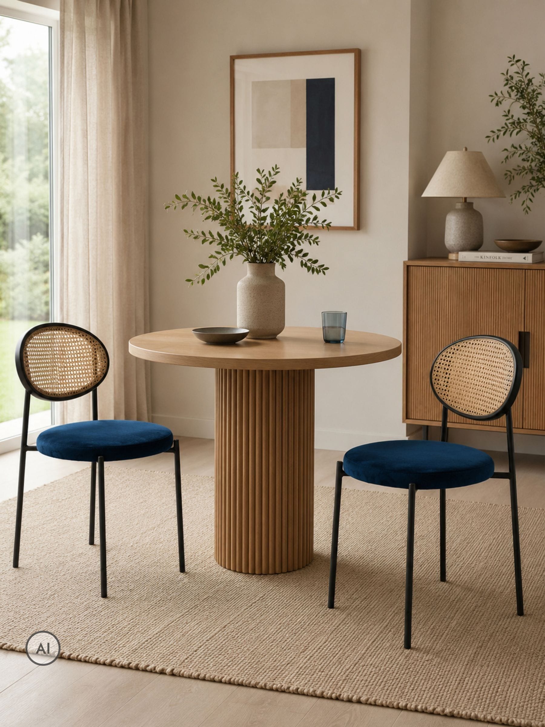 Fusion Living Unisex Navy Paris Dining Chair Set Of 2 - Image 1