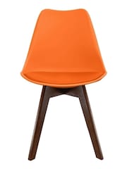 Fusion Living Orange Soho Plastic Dining Chair with Squared Light Wood Dark Wood Leg Legs - Image 3 of 6