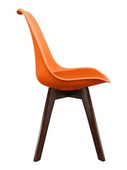 Fusion Living Orange Soho Plastic Dining Chair with Squared Light Wood Dark Wood Leg Legs - Image 4 of 6