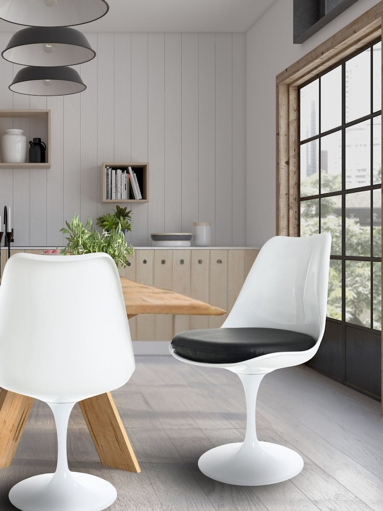 Fusion Living Black Faux Tulip Set of 2 Dining Chair with PU Cushion - Image 1 of 6