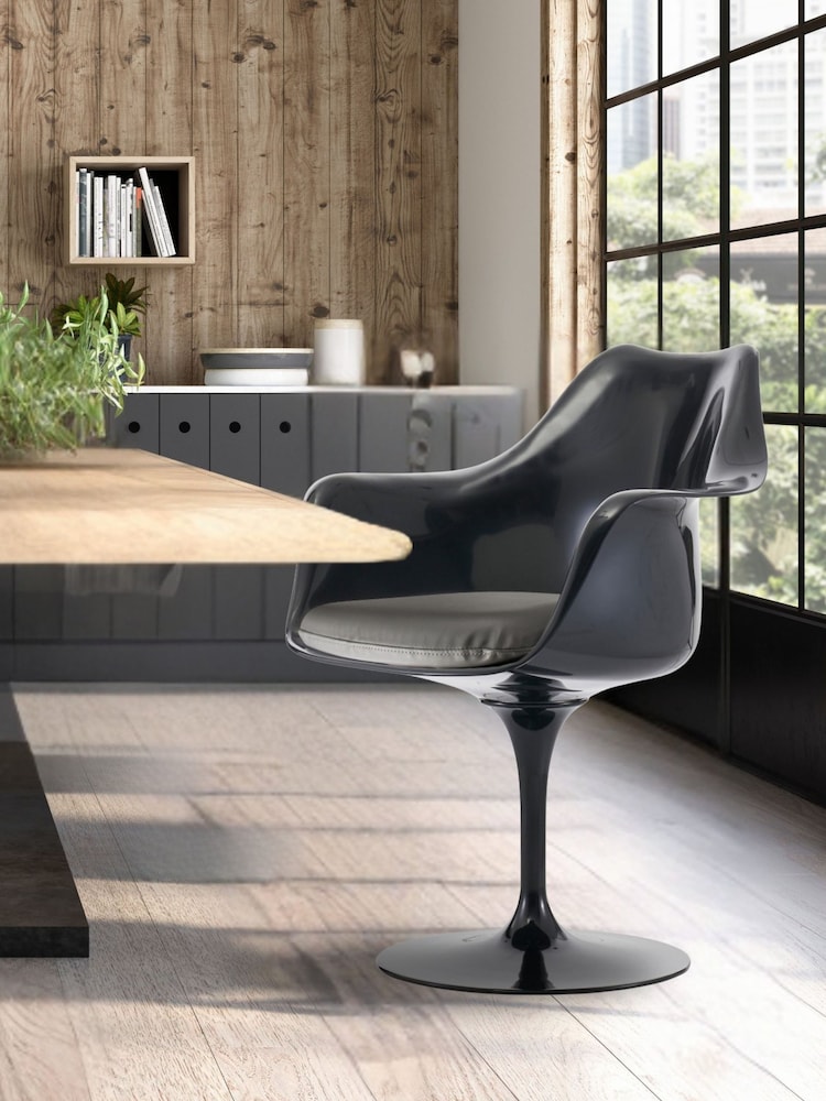 Fusion Living Grey Faux Tulip Single Armchair with Luxurious Cushion - Image 1 of 6