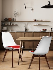 Fusion Living Red Soho Plastic Dining Chair with Squared Dark Wood Legs - Image 1 of 6