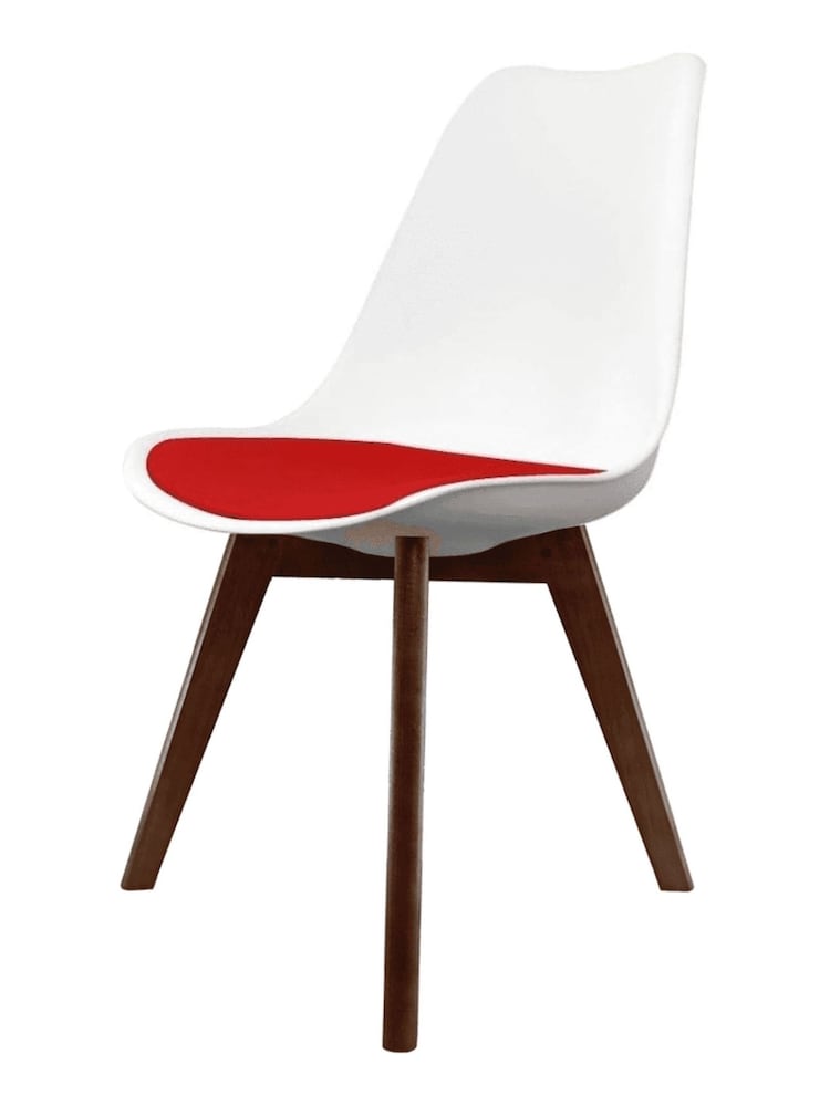 Fusion Living Red Soho Plastic Dining Chair with Squared Dark Wood Legs - Image 2 of 6
