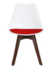Fusion Living Red Soho Plastic Dining Chair with Squared Dark Wood Legs - Image 3 of 6