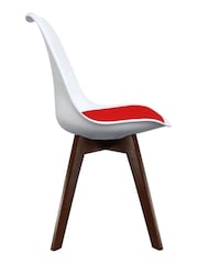 Fusion Living Red Soho Plastic Dining Chair with Squared Dark Wood Legs - Image 4 of 6