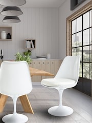 Fusion Living White Faux Tulip Set of 2 Dining Chair with PU Cushion - Image 1 of 6