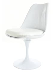 Fusion Living White Faux Tulip Set of 2 Dining Chair with PU Cushion - Image 2 of 6