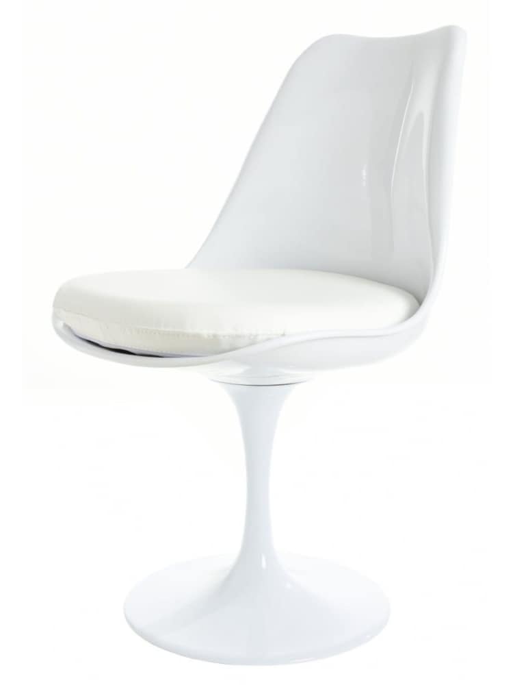 Fusion Living White Faux Tulip Set of 2 Dining Chair with PU Cushion - Image 2 of 6