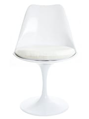 Fusion Living White Faux Tulip Set of 2 Dining Chair with PU Cushion - Image 3 of 6