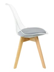 Fusion Living Dark Grey Soho Clear Plastic Dining Chair with Squared Light Light Wood Leg Wood Legs - Image 4 of 6