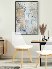 Fusion Living Vanilla Soho Clear Plastic Dining Chair with Squared Light Light Wood Leg Wood Legs - Image 1 of 6
