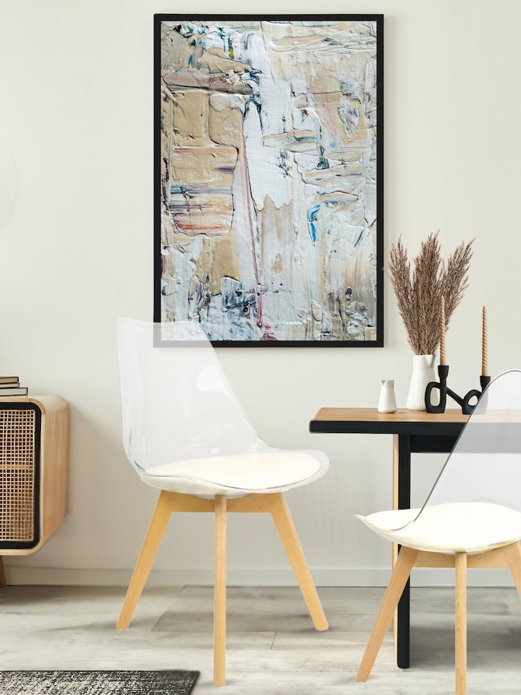 Fusion Living Vanilla Soho Clear Plastic Dining Chair with Squared Light Light Wood Leg Wood Legs - Image 1 of 6
