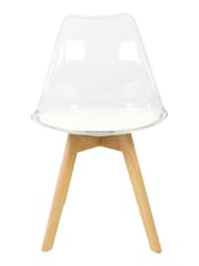 Fusion Living Vanilla Soho Clear Plastic Dining Chair with Squared Light Light Wood Leg Wood Legs - Image 3 of 6