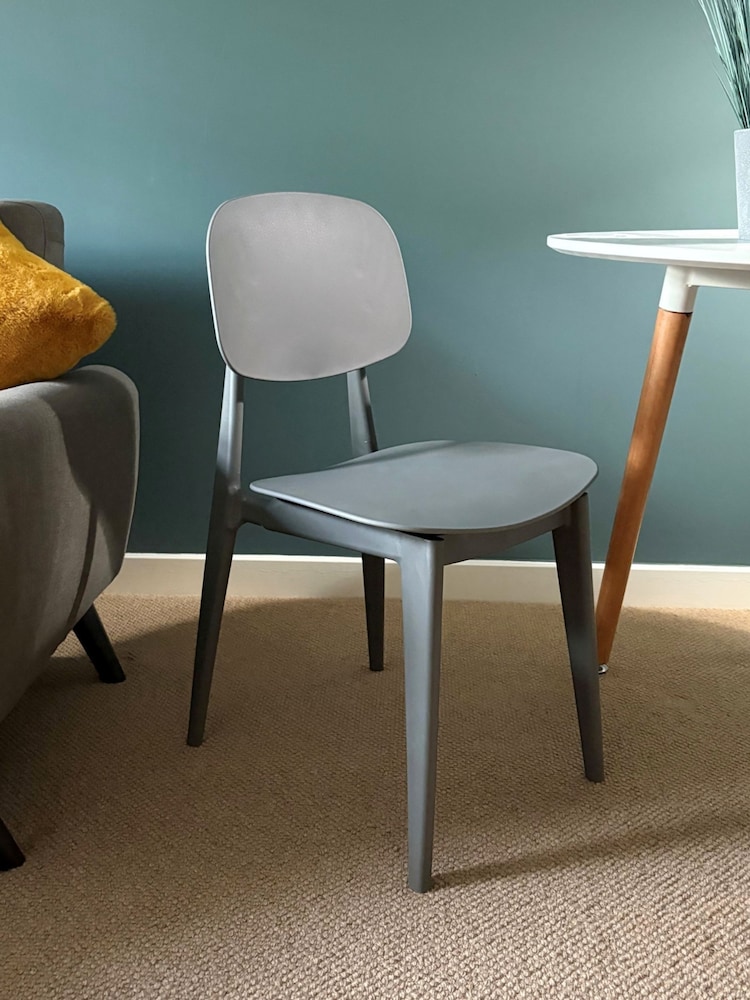 Fusion Living Dark Grey Oslo Plastic Dining Chair Set of 2 - Image 7 of 7