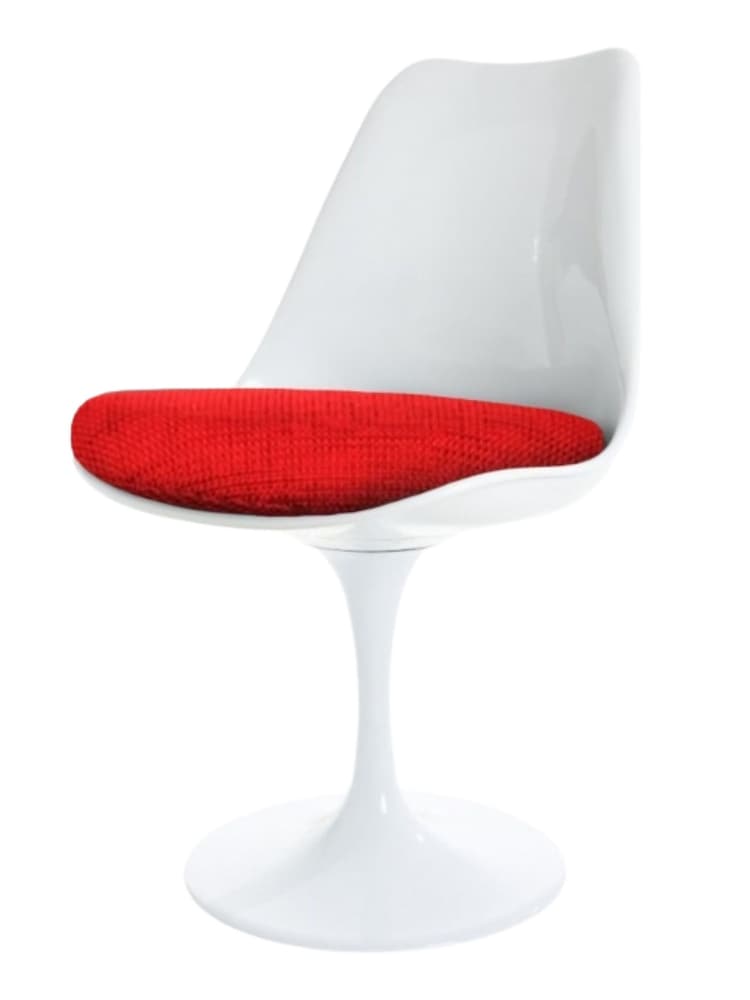 Fusion Living Red Weave Tulip Set of 2 Dining Chair with PU Cushion - Image 2 of 5