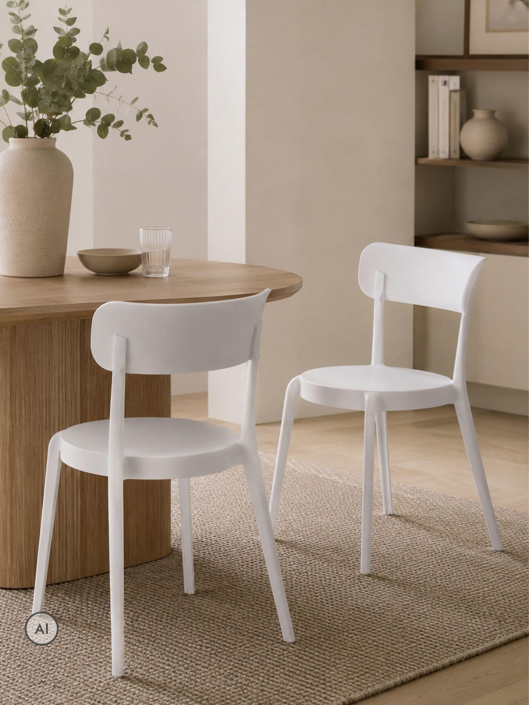 Fusion Living Unisex White Plastic Bistro Dining Chair In - Image 6