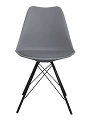 Fusion Living Dark Grey Soho Plastic Dining Chair with Squared Light Wood Black Leg Legs - Image 2 of 6