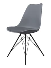Fusion Living Dark Grey Soho Plastic Dining Chair with Squared Light Wood Black Leg Legs - Image 3 of 6