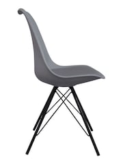 Fusion Living Dark Grey Soho Plastic Dining Chair with Squared Light Wood Black Leg Legs - Image 4 of 6