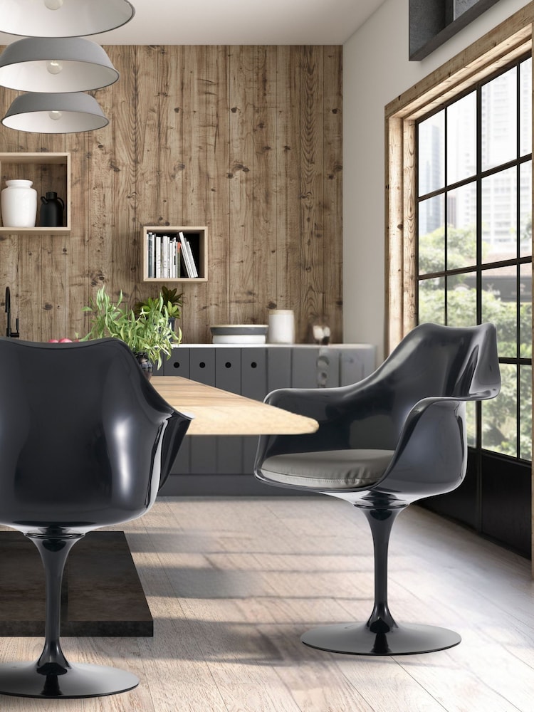 Fusion Living Grey Faux Tulip Set of 2 Armchair with Luxurious Cushion - Image 1 of 6