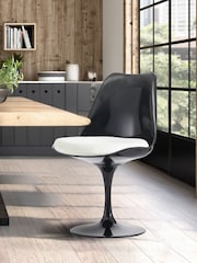Fusion Living White Faux Tulip Dining Chair with Luxurious Single Cushion - Image 1 of 6