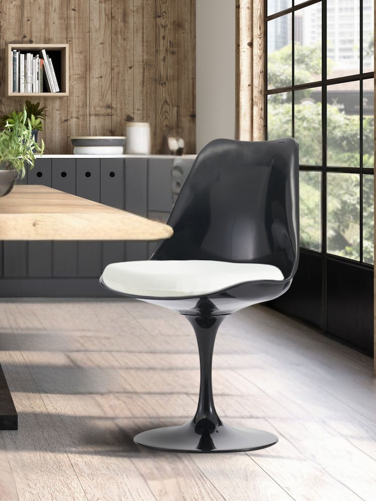 Fusion Living White Faux Tulip Dining Chair with Luxurious Single Cushion - Image 1 of 6
