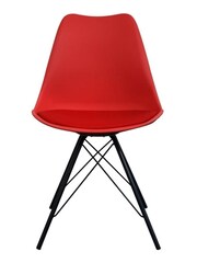Fusion Living Red Soho Plastic Dining Chair with Squared Light Wood Black Leg Legs - Image 2 of 6