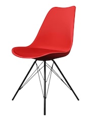 Fusion Living Red Soho Plastic Dining Chair with Squared Light Wood Black Leg Legs - Image 5 of 6