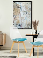 Fusion Living Teal Soho Clear Plastic Dining Chair with Squared Light Light Wood Leg Wood Legs - Image 1 of 6
