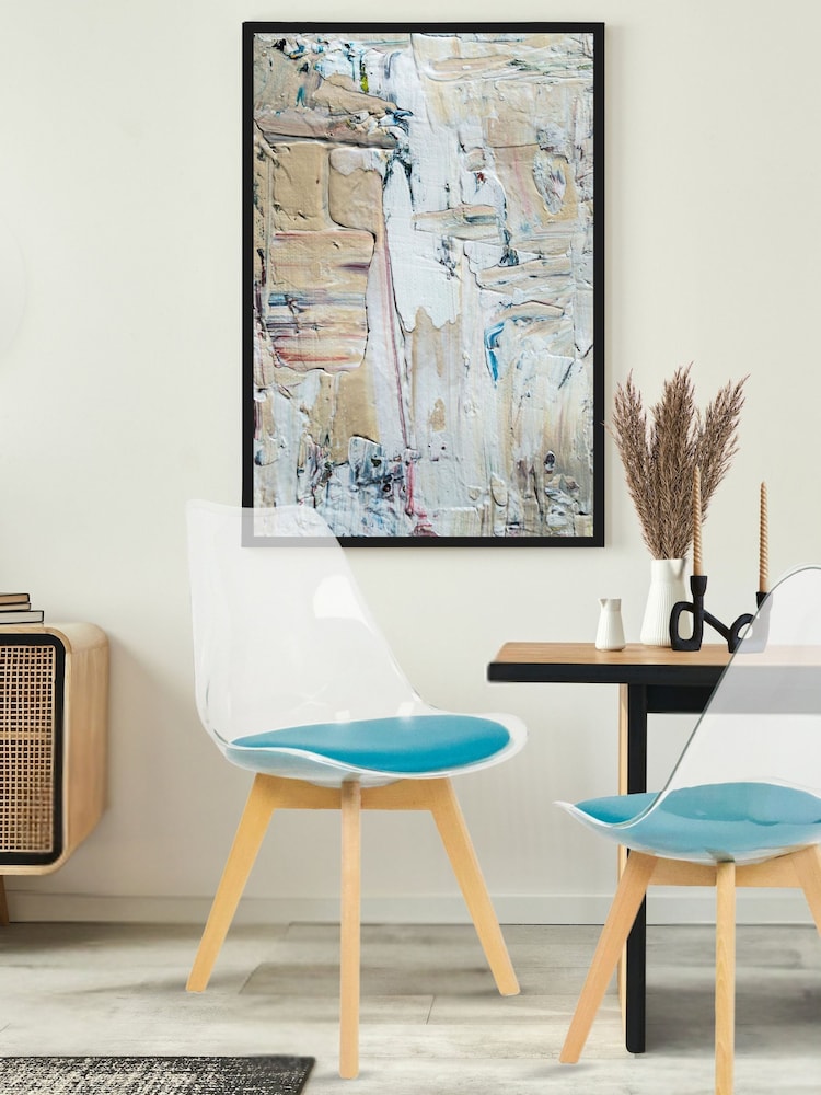 Fusion Living Teal Soho Clear Plastic Dining Chair with Squared Light Light Wood Leg Wood Legs - Image 1 of 6