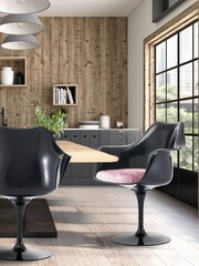 Fusion Living Light Pink Tulip Set of 2 Chair with Cushion - Image 1 of 6