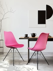 Fusion Living Bright Pink Soho Plastic Dining Chair Black Leg Set of 2 - Image 1 of 6