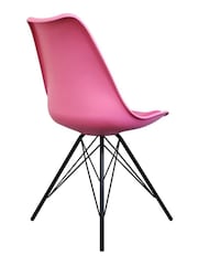 Fusion Living Bright Pink Soho Plastic Dining Chair Black Leg Set of 2 - Image 2 of 6