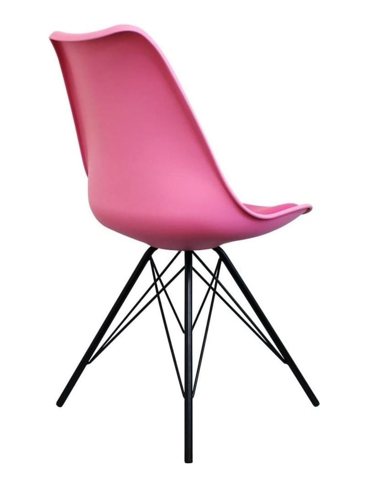 Fusion Living Bright Pink Soho Plastic Dining Chair Black Leg Set of 2 - Image 2 of 6
