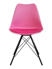 Fusion Living Bright Pink Soho Plastic Dining Chair Black Leg Set of 2 - Image 3 of 6