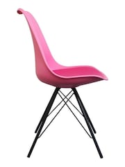 Fusion Living Bright Pink Soho Plastic Dining Chair Black Leg Set of 2 - Image 4 of 6