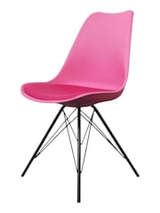Fusion Living Bright Pink Soho Plastic Dining Chair Black Leg Set of 2 - Image 5 of 6