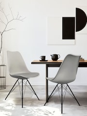 Fusion Living Light Grey Soho Plastic Dining Chair Black Leg Set of 2 - Image 1 of 6