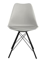 Fusion Living Light Grey Soho Plastic Dining Chair Black Leg Set of 2 - Image 2 of 6