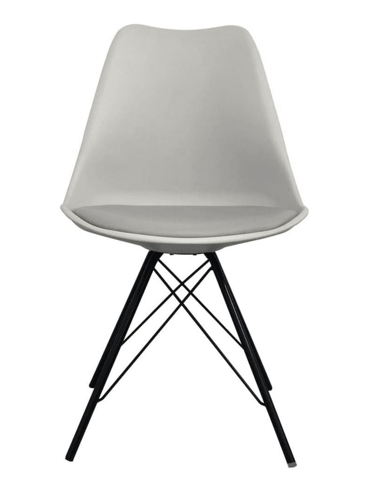 Fusion Living Light Grey Soho Plastic Dining Chair Black Leg Set of 2 - Image 2 of 6