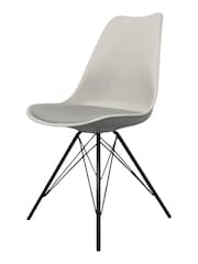 Fusion Living Light Grey Soho Plastic Dining Chair Black Leg Set of 2 - Image 3 of 6