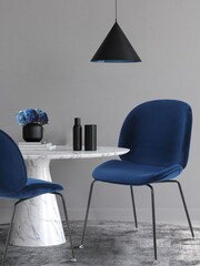 Fusion Living Navy Luxurious Velvet Dining Chair - Image 1 of 6