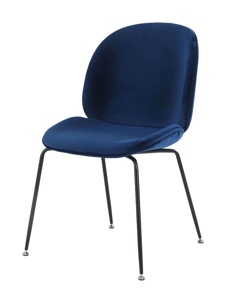 Fusion Living Navy Luxurious Velvet Dining Chair - Image 2 of 6