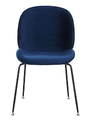 Fusion Living Navy Luxurious Velvet Dining Chair - Image 3 of 6